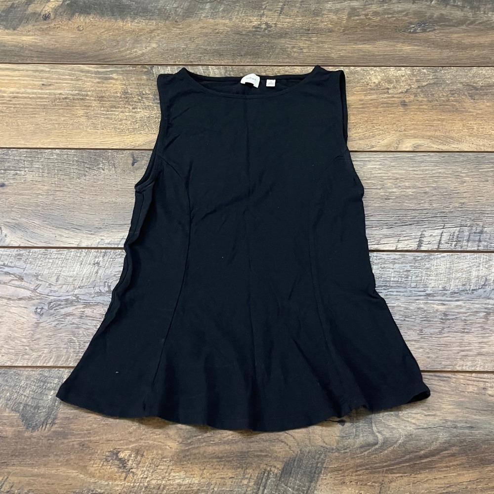 Wilfred Aritzia Black Sleeveless Peplum Tank Top Crew Neck Small Minimal Luxury
